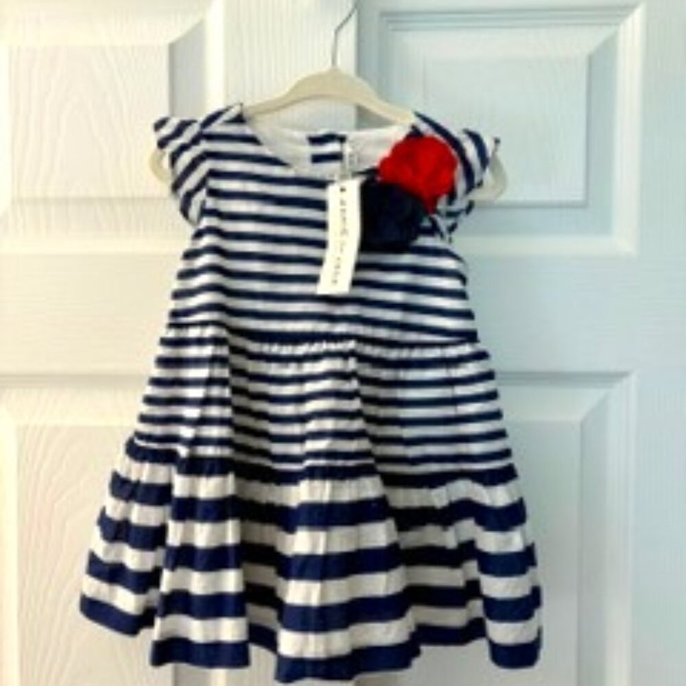 Janie and Jack Navy and White Striped Dress (12-18 Months)